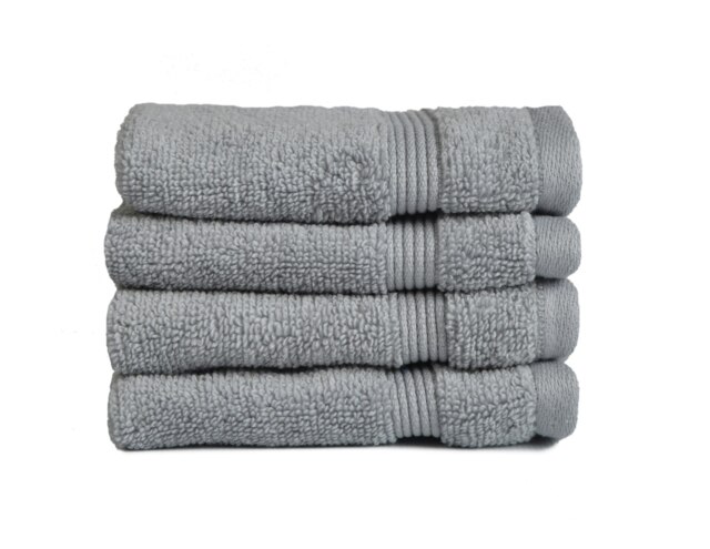 Zero Twist Egyptian Cotton Face Cloths Pack of 4 - Dove Grey
