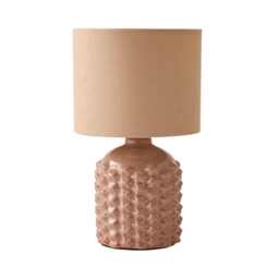 ValueLights Asha Ceramic Tan Geometric Table Shade and Bulb
