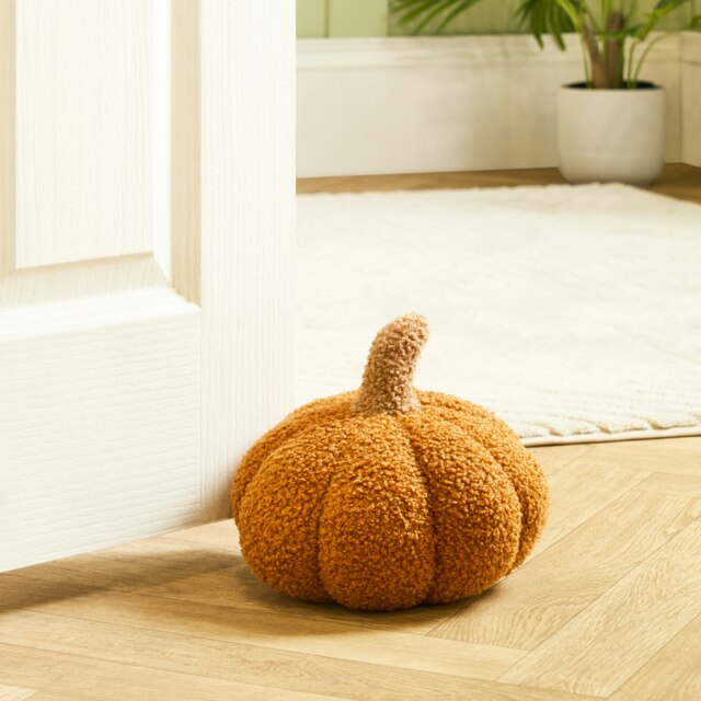 OHS Pumpkin Halloween Autumn Fall Decor Soft Boucle Heavy Weighted Home Office Door Stopper
