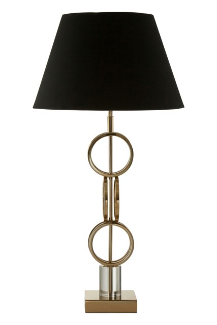 Interiors by Premier Gold Finish Table Lamp with Dual Ring Base, Modern Black and Gold Fabric Shade Lamp, Accent Table Light Gold