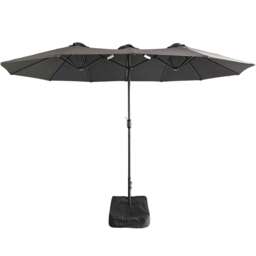 Gr8 Garden 4.6m Patio Parasol Large Double Sided Garden Umbrella Crank Handle Base Dark Grey
