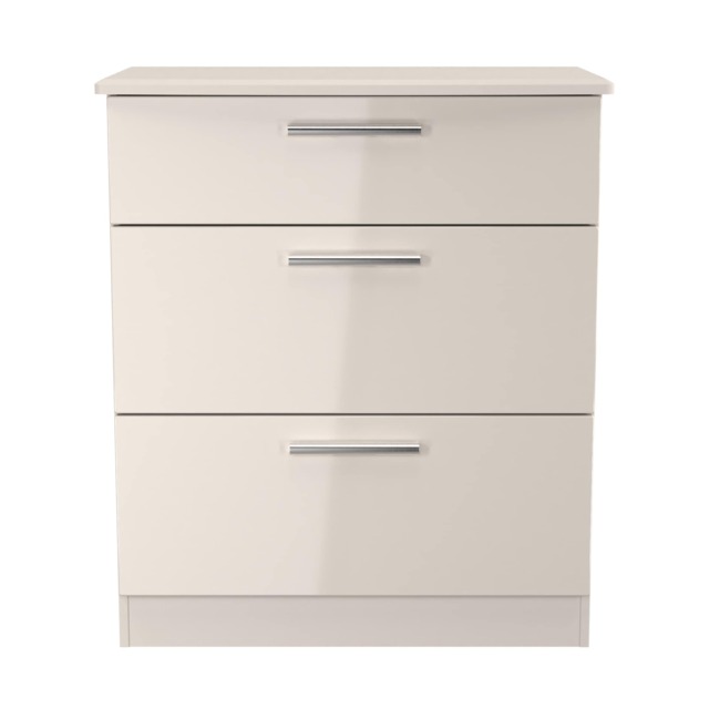 Windsor 3 Drawer Deep Chest of Drawers in Kashmir Gloss & Kashmir Matt (Ready Assembled) Cream Kashmir Gloss & Kashmir Matt