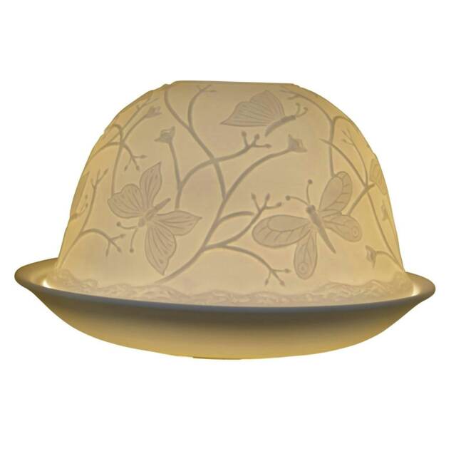 Nordic Lights Tealight Porcelain Candle Shade and Plate Vector Butterfly