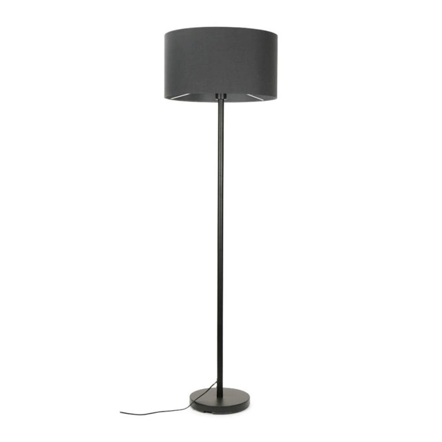 ValueLights Charlie Black Floor Lamp Charcoal Shade Grey