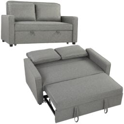 HOMCOM 2 Seater Sofa Bed Click Clack Pull Out Sofa Bed for Living Room Grey