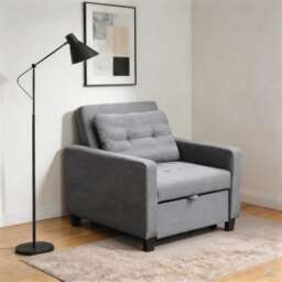 Linen Upholstered Convertible Sleeper Sofa Chair for Living Room