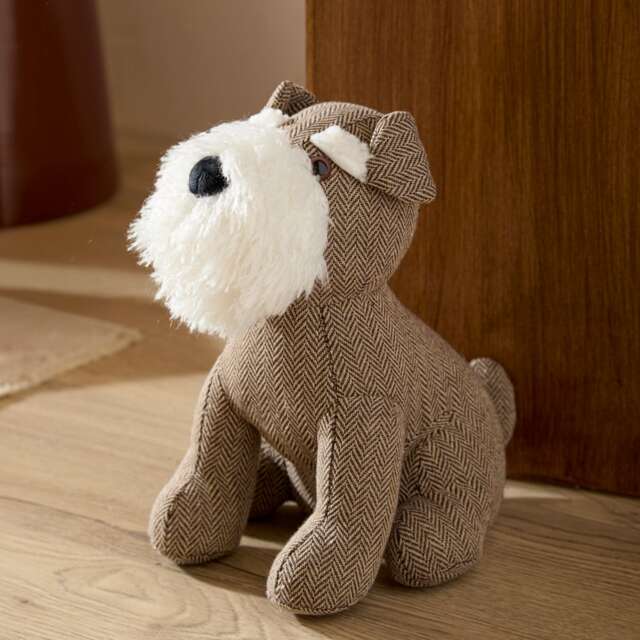 Furn Schnauzer Dog Herringbone Door Stop Brown Brown One Size 1