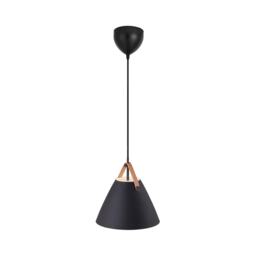 Nordlux Strap Indoor Pendant Light Black Metal E27 Brown & Black Strap - Mains Powered, IP20
