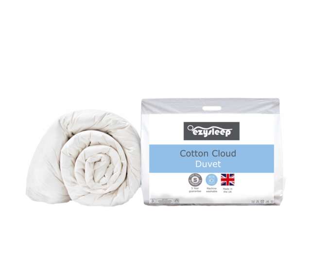Ezysleep 15 Tog Feels Like Down Cotton Cloud Duvet - High-Quality Microfibre Filling White White
