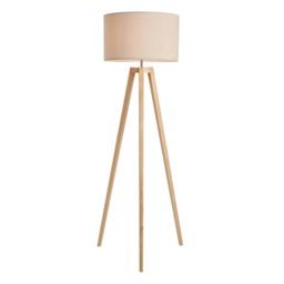 BHS Keeley Wooden Tripod Floor Lamp Brown Oak 1