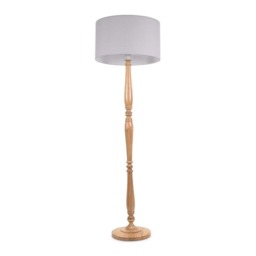 ValueLights Victoria Light Wood Floor Lamp Grey Shade Brown Grey