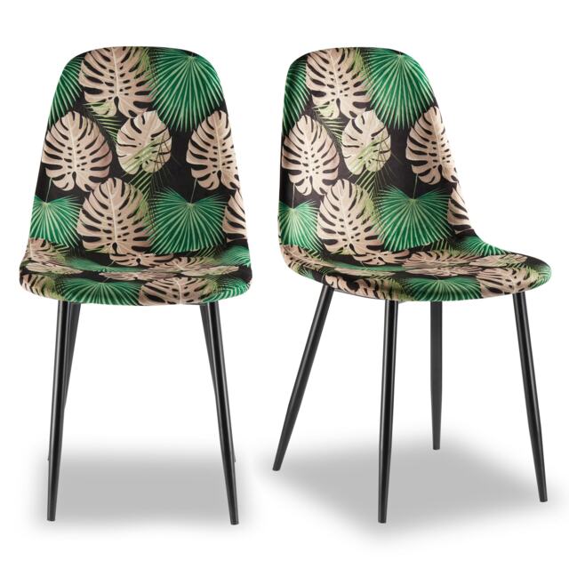 VonHaus Leighton Palm Print Set of 2 Dining Chairs