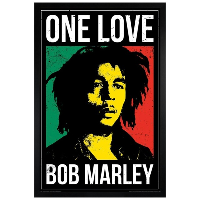 Black Wooden Framed Bob Marley One Love Maxi Poster Multi