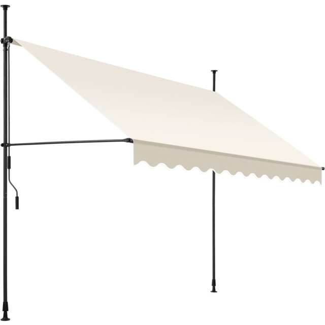 Awning with hand crank - pressure fitted , height adjustable Cream beige 300 x 180 cm 1