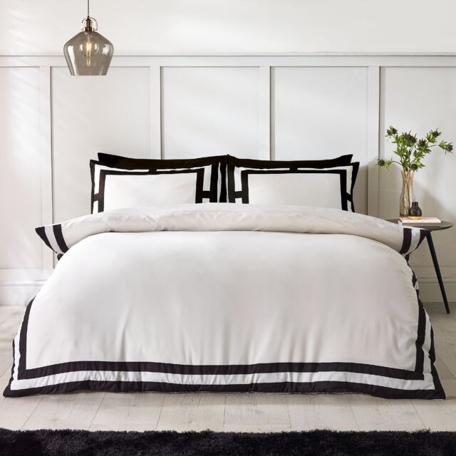Catherine Lansfield So Soft Mono Panel Duvet Cover Set Cream Cream/Black