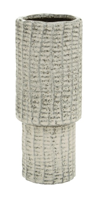 Interiors by Premier Textured Medium Vase, Contemporary Design Flower Vase, Tiered Design Modern Vase for a Variety of Decors White