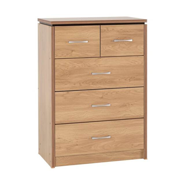 Charles 3 - 2 Drawer Chest - L44.5 x W78 x H116.5 cm - Oak Effect Veneer