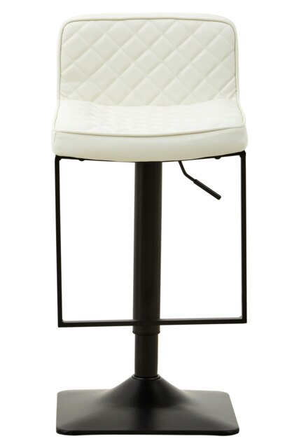 Orsina Retro Design White Leather Effect And Black Base Bar Chair, Modern Bar Chair With Back, Cushioned Bar Chair
