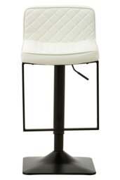 Orsina Retro Design White Leather Effect And Black Base Bar Chair, Modern Bar Chair With Back, Cushioned Bar Chair