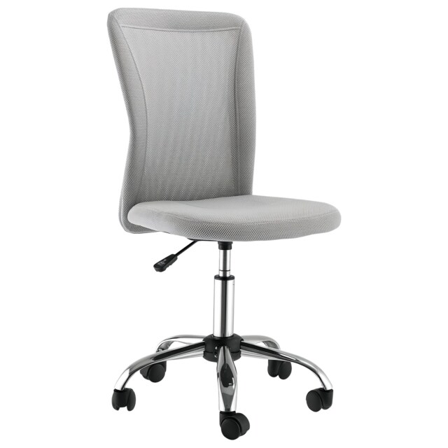 Vinsetto Office Chair, Armless Desk Chair, Adjustable Computer Swivel Chair with Rolling Wheels and Mesh Back for Home Work Study, Grey