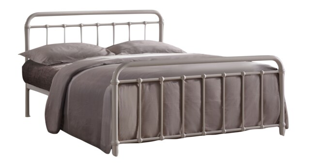 4ft6 Double Ivory white Tubular Steel Metal Retro Victorian Bed Frame Bedstead White Ivory White Double