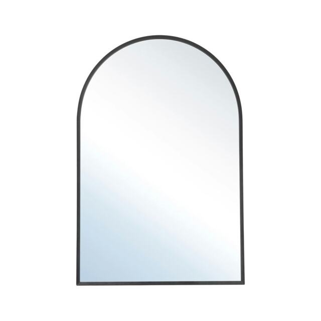 Living and Home Arched Wall Mirror Aluminum Alloy Frame - Black