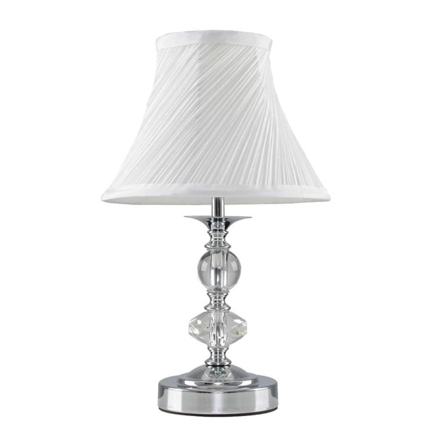 ValueLights Jaigier Chrome and Glass Touch Table Lamp White Shade & Bulb
