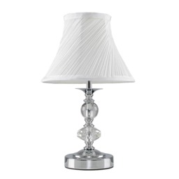 ValueLights Jaigier Chrome and Glass Touch Table Lamp White Shade & Bulb