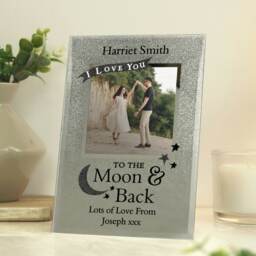 Personalised To the Moon and Back 4x4 Glitter Glass Photo Frame Silver One Size