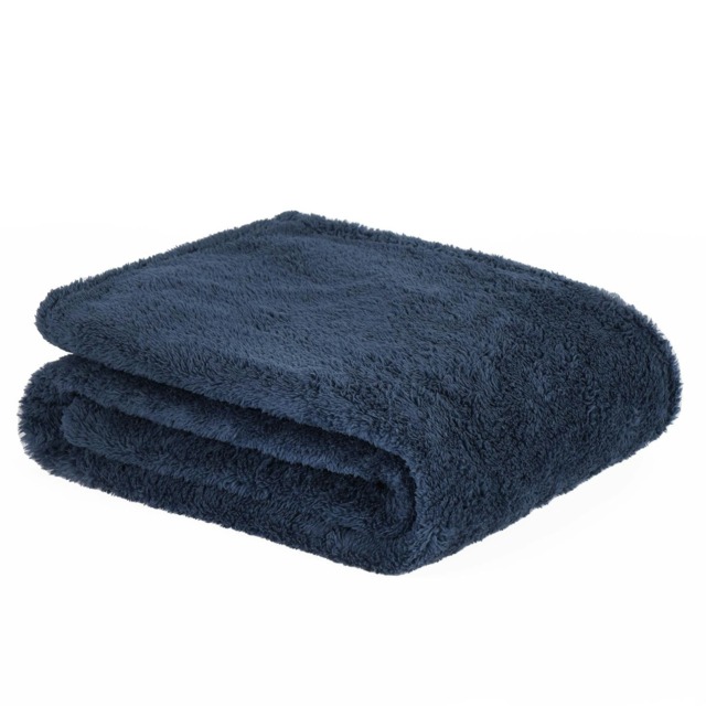 OHS Teddy Fleece Blanket Throw, 150x200cm - Navy Blue