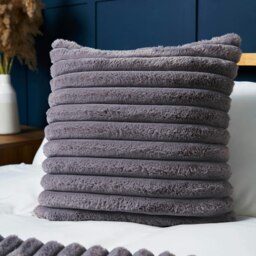 BHS Jumbo Cord with Plain Velvet Backing Cushion, Grey