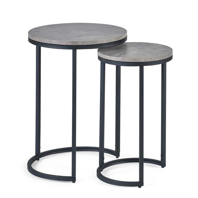Harstad Round Nesting Side Tables in Concrete and Black
