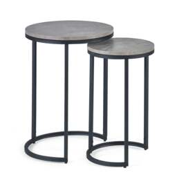Harstad Round Nesting Side Tables in Concrete and Black