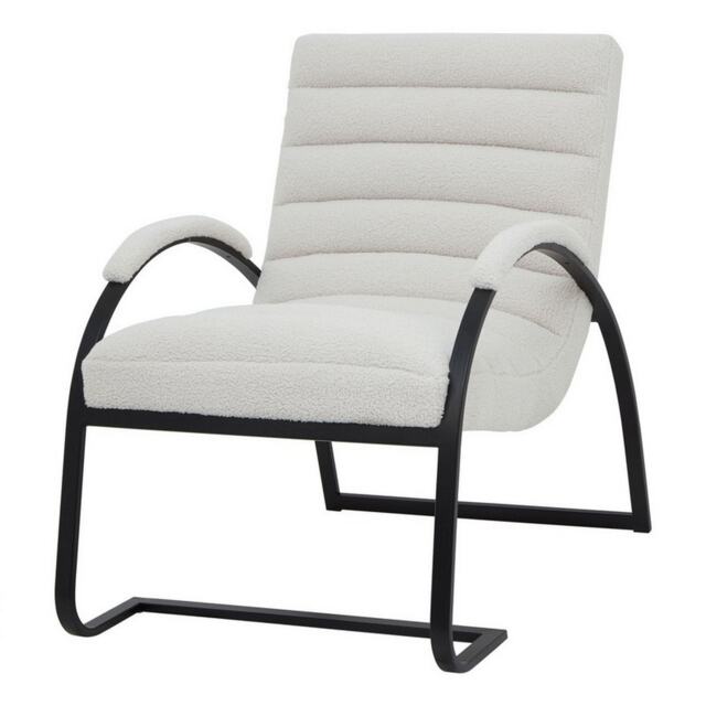 Boucle Ribbed Ark Chair - Metal - L96 x W63 x H90 cm - Black