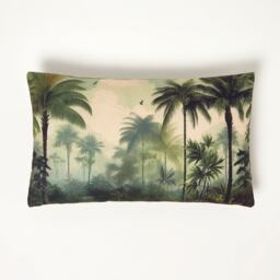 Homescapes Green Palm Sepia Cushion - 30 x 50 cm