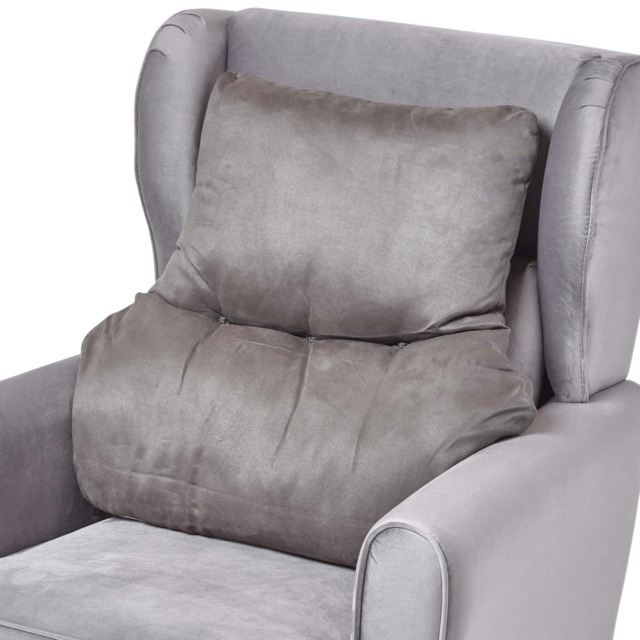 Homescapes Grey Faux Suede Back Support Cushion Grey Grey H 58 x W 68 x D 15 cm