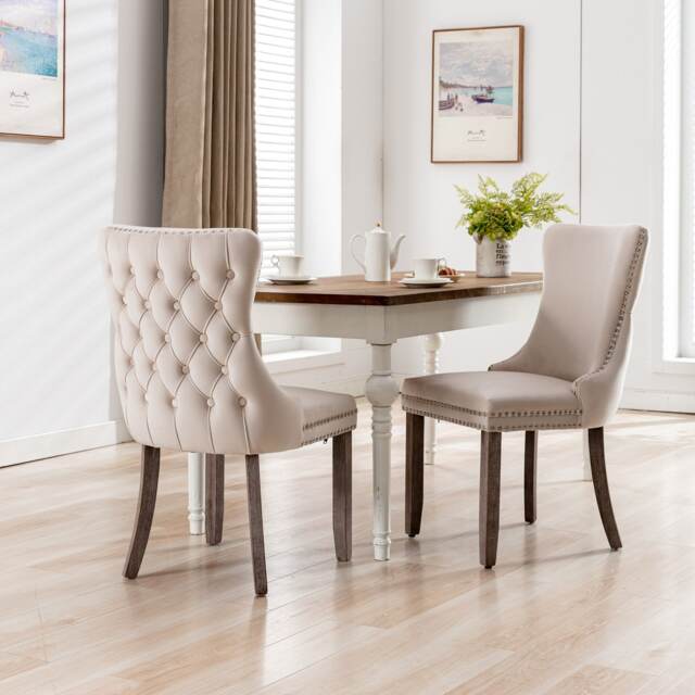 Sierra Lux Set of 2 Modern Velvet Dining Chairs with Tufted Wing Backs