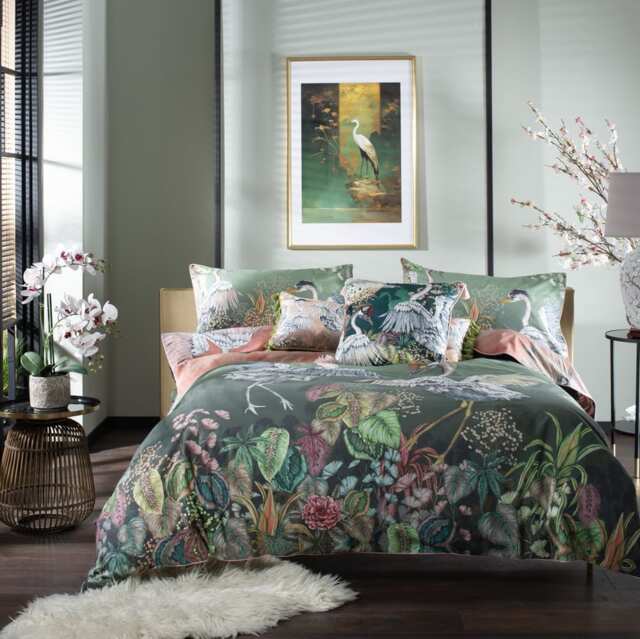 Spirit of Kyoto Duvet Cover Set Cotton Japanese-Inspired Print, 200 Thread Count Multi Double