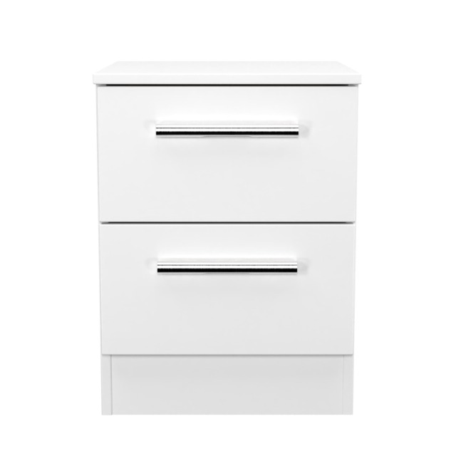 Trent 2 Drawer Compact Bedside Cabinet in White Matt (Ready Assembled) White White Matt