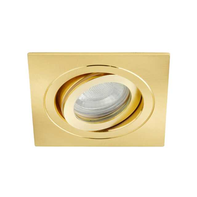 BHS Sym Square IP65 Tiltable Downlight Gold Satin Brass 1