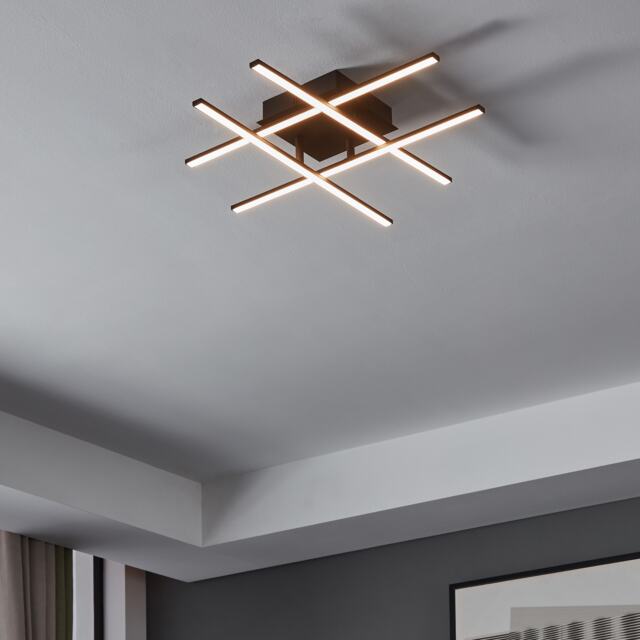 EGLO Lasana 3 LED Modern Steel & Aluminium Flush Black Ceiling Light
