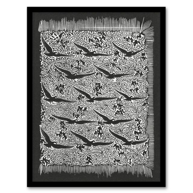 Gerrit Willem Dijsselhof Framed Wall Art Flock of Birds With Plant Motif