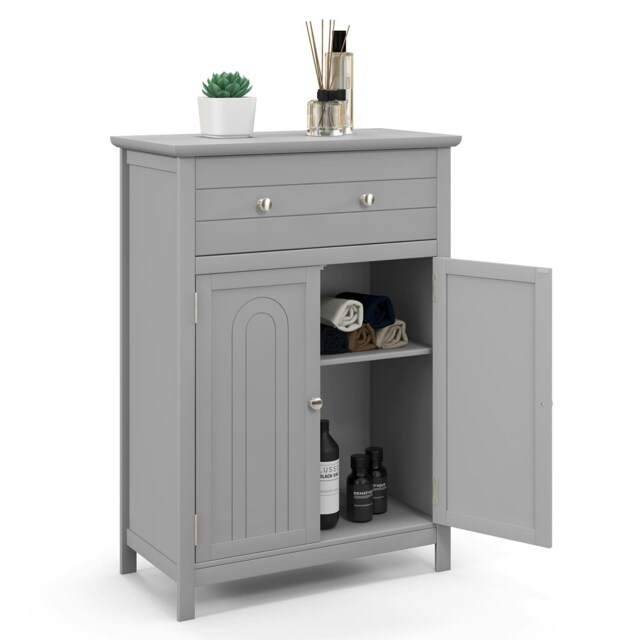COSTWAY Bathroom Storage Cabinet Bathroom Organizer Grey Grey 1