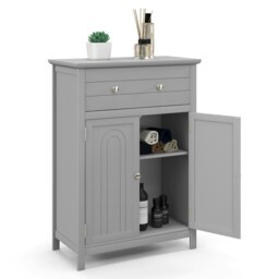 COSTWAY Bathroom Storage Cabinet Bathroom Organizer Grey Grey 1