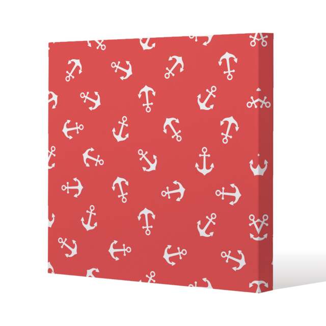 Anchors on Red Background (Canvas Print) / 77 x 77 x 4cm Multi