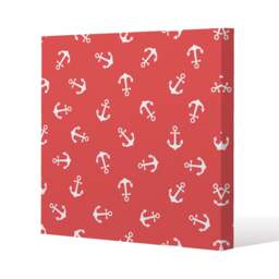 Anchors on Red Background (Canvas Print) / 77 x 77 x 4cm Multi