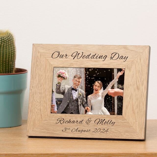 Personalised Our Wedding Day Wood Picture Frame 7 x 5 Wedding Couple