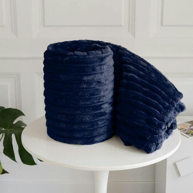 Kampala Hill Chunky Cord Blanket/Throw Navy