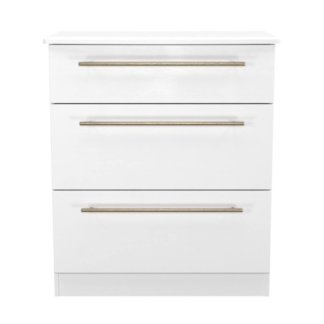 Helmsley 3 Drawer Deep Chest of Drawers in White Ash (Ready Assembled) White White Ash