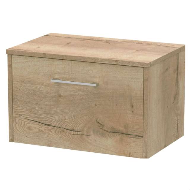 Balterley Winshill Contemporary 1 Drawer Wall Hung Vanity Unit with Worktop, Light Oak, 600mm